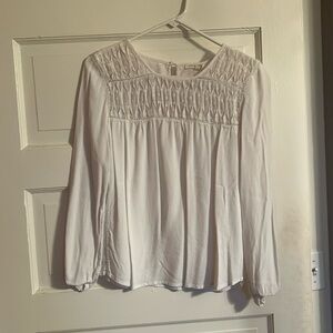 Meadow Rue cream colored blouse size Small with buttons on sleeves